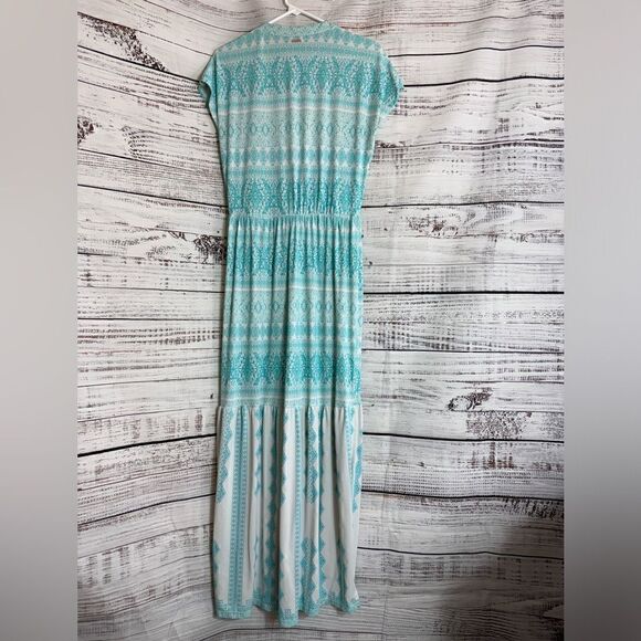 Cabana Life Dress Womens Sz L Maxi button up paisley V Neck Tiered UPF Cover up - Picture 4 of 11